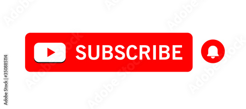 Subscribe icon shape sign. Red button subscribe to channel, blog. Social media logo symbol. Vector illustration image. Isolated on white background.