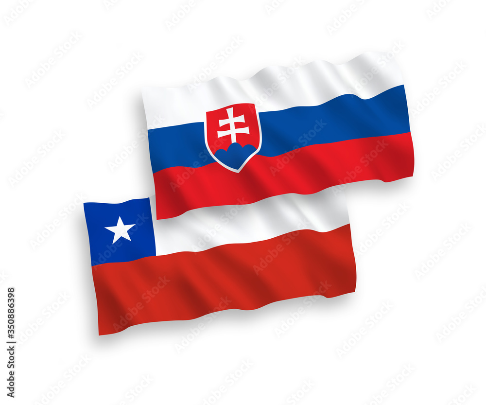 Flags of Slovakia and Chile on a white background Flags of Slovakia and Chile on a white background