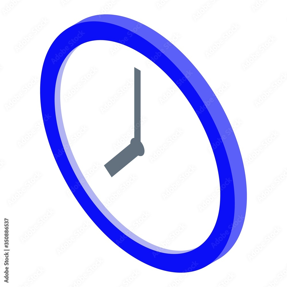 Round clock icon. Isometric of round clock vector icon for web design isolated on white background Round clock icon. Isometric of round clock vector icon for web design isolated on white background