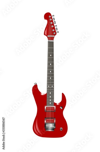 Red electric guitar. Isolated vector.