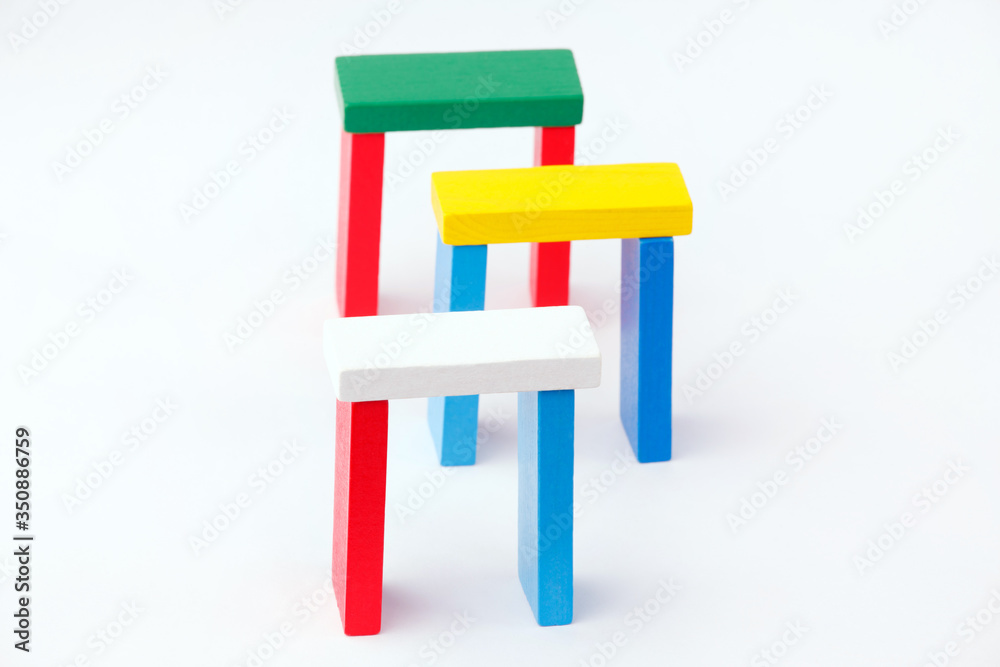 colored building blocks of wood