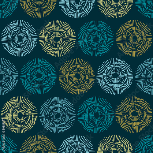 Seamless African Line Circles Design Pattern