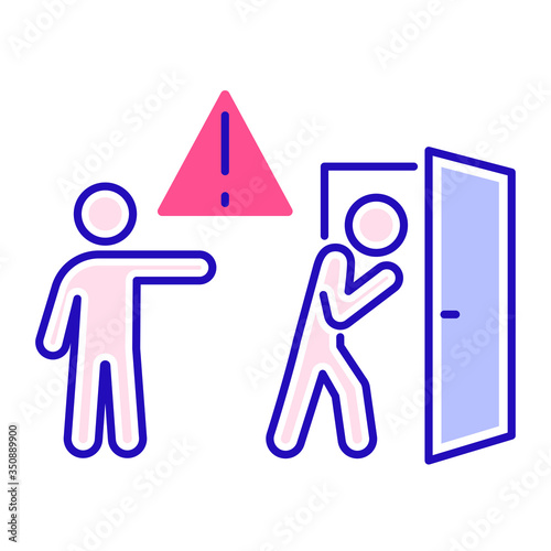 Discredit color line icon. Humiliation, insulting a person concept. Isolated vector element. Outline pictogram for web page, mobile app, promo.