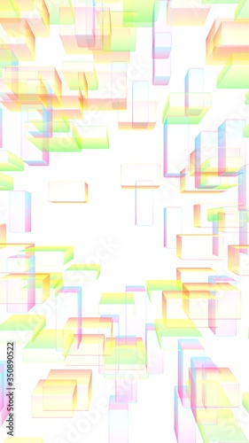 Colorful abstract digital and technology background. The pattern with repeating rectangles. 3D illustration