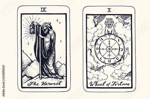 Tarot card deck.  Major arcana set part  . Vector hand drawn engraved style. Occult and alchemy symbolism. 