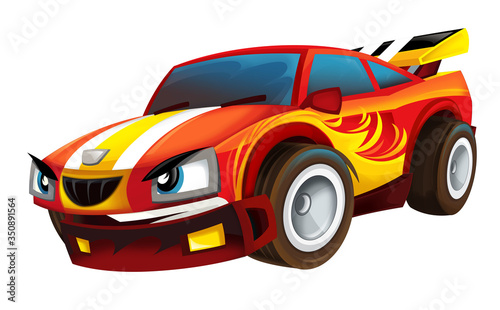 cool looking cartoon racing car hod rod isolated on white background illustration
