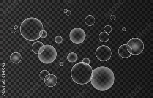 Underwater fizzing oxygen  bubbles on transparent  background.