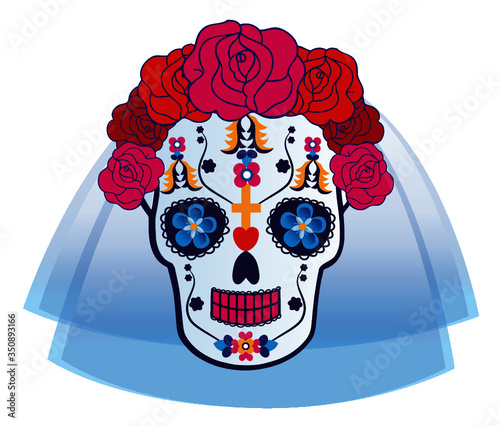 skull with flowers