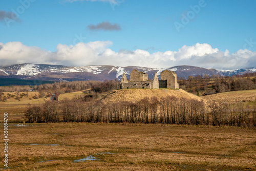 autumn landscape and ancient ruin in Badenoch 