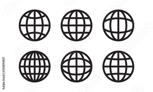 Web line icon set. World globe pictogram collection