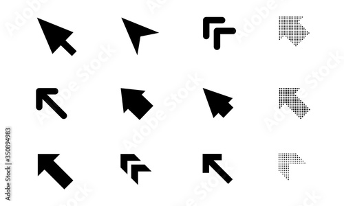 Arrow collection. Black and dotted clicking arrows set. Cursor pointer