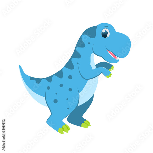 Cute cartoon vector blue dinosaur for kids