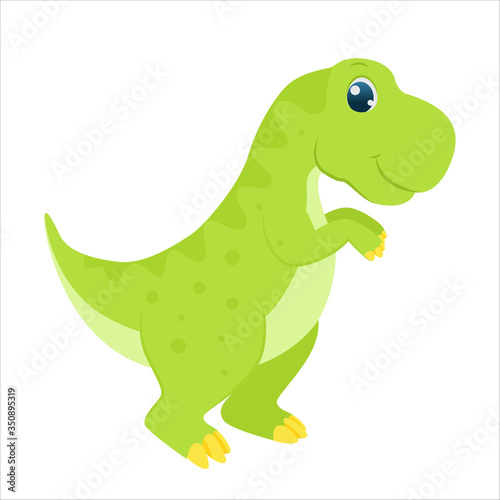 Cute cartoon vector green dinosaur for kids