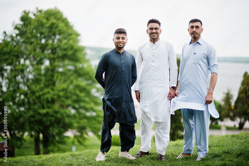 Group of pakistani man wearing traditional clothes salwar kameez or kurta. Group of pakistani man wearing traditional clothes salwar kameez or kurta.