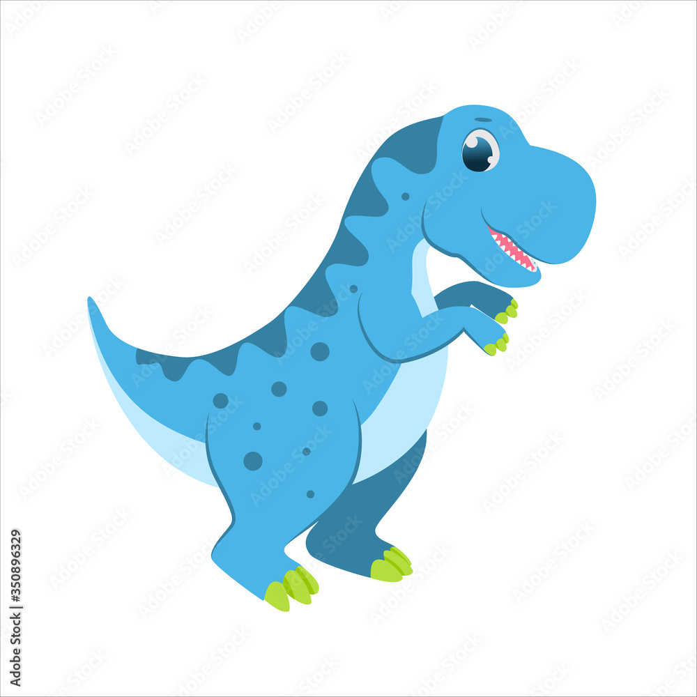 Cute cartoon vector blue dinosaur for kids Cute cartoon vector blue dinosaur for kids