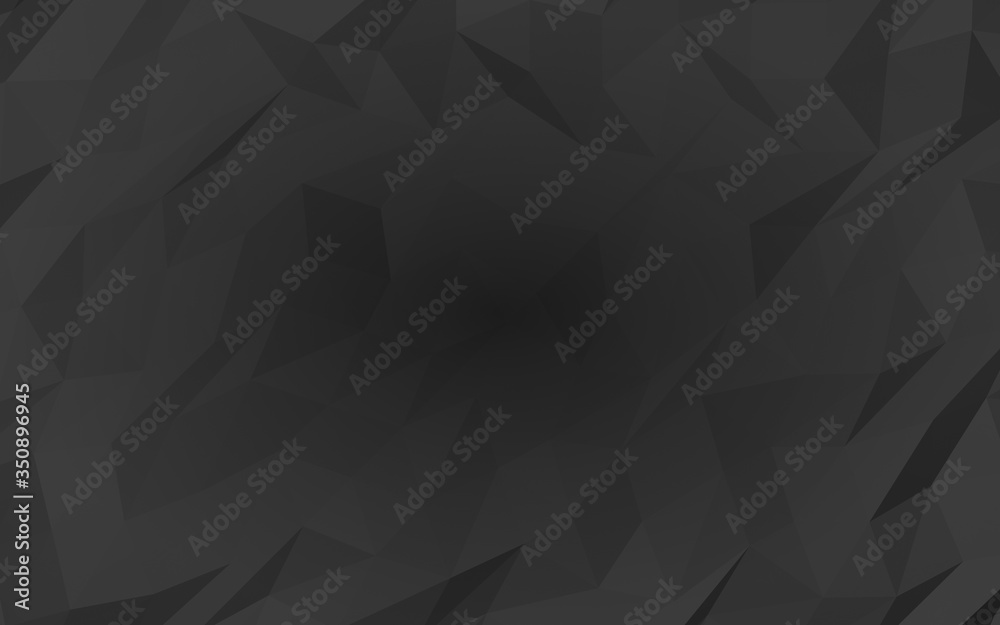 Obraz premium Black abstract background. Lowpoly backdrop. Gloomy crumpled paper. 3D illustration