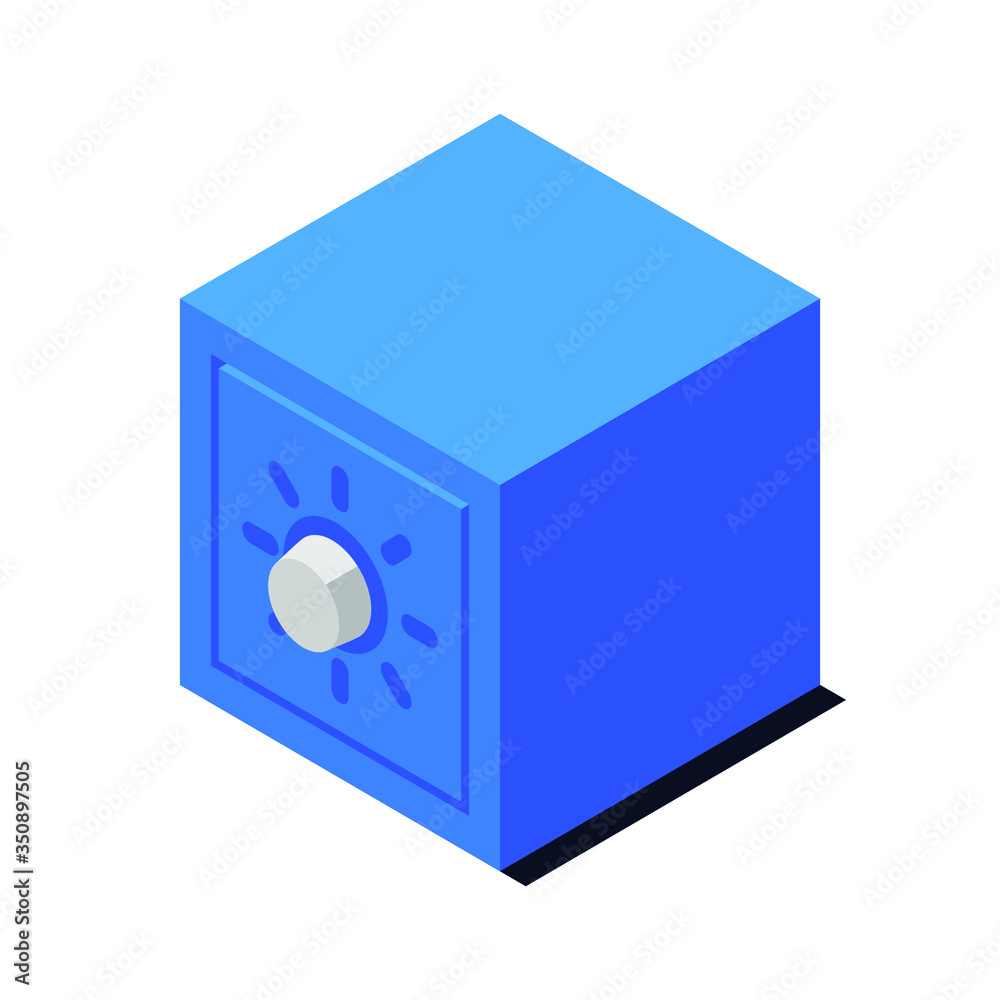 Safe icon, vector symbol in flat isometric style isolated on white background. Vault isometric. Cash protection concept Safe icon, vector symbol in flat isometric style isolated on white background. Vault isometric. Cash protection concept