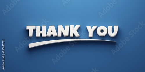 Thank you words banner concept with mark. 3D Rendering Illustration