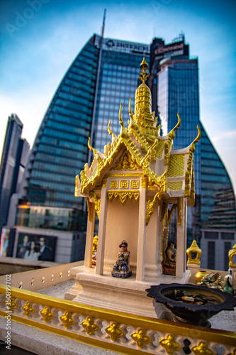 Asoke intersection and sky train station in Bangkok Thailand photo