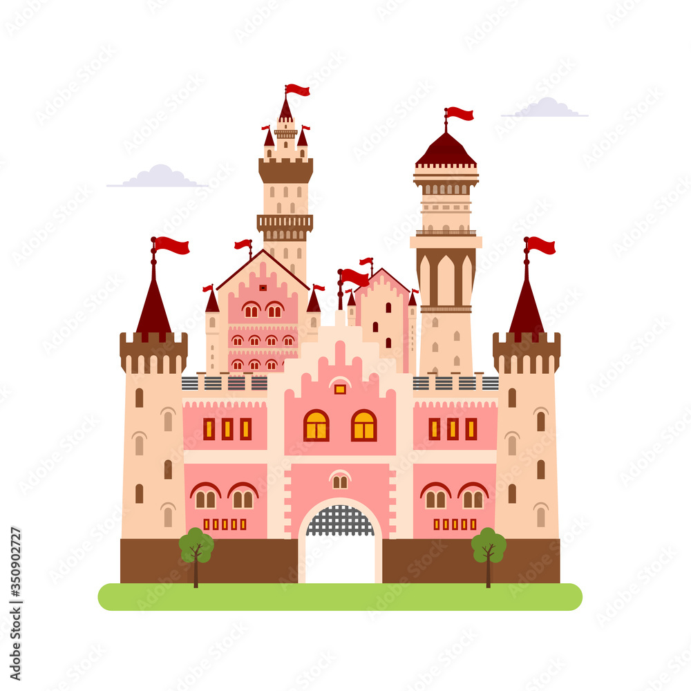 Castle Symbol Vector Flat Design  Illustration Isolated on White Background