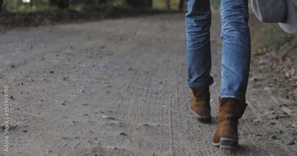 Active healthy hipster teen hiking in forest Active healthy hipster teen hiking in forest
