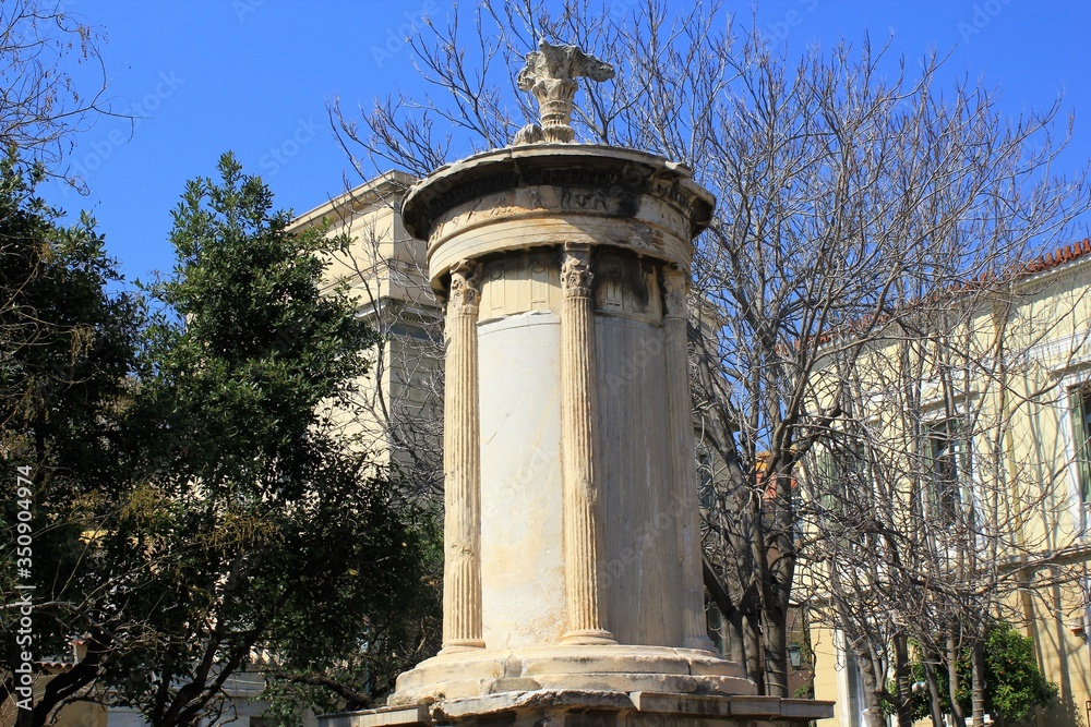 The Choragic Monument of Lysicrates near the Acropolis of Athens, Greece.