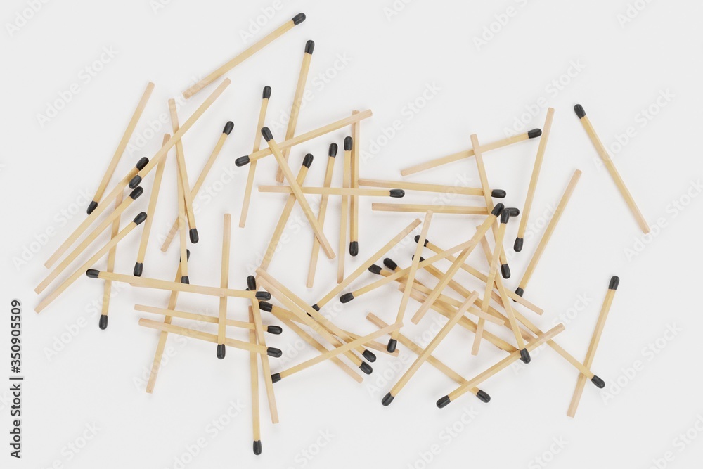 Realistic 3D Render of Matches Pile Realistic 3D Render of Matches Pile