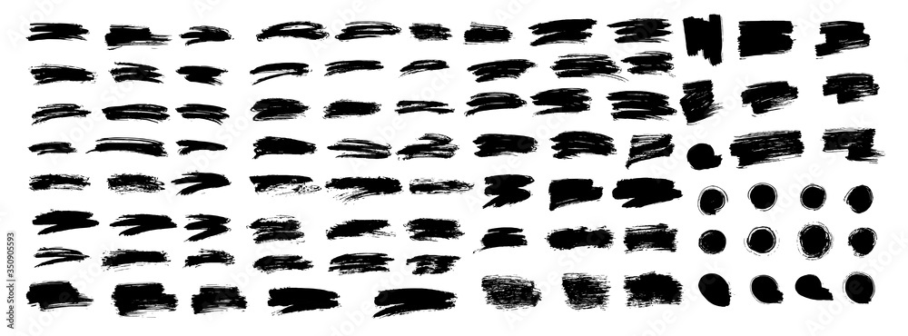 Big set of different brush strokes. Brush stroke, ink splashes stencil ...