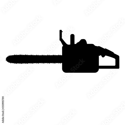 chainsaw black tool silhouette, vector isolated on white backgrouund