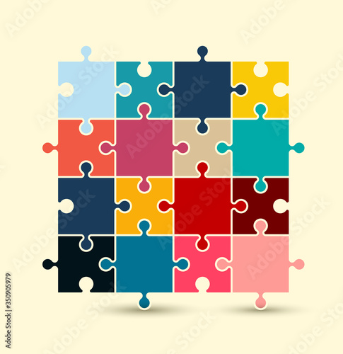 Colorful Vector Puzzle Pieces on Light Background