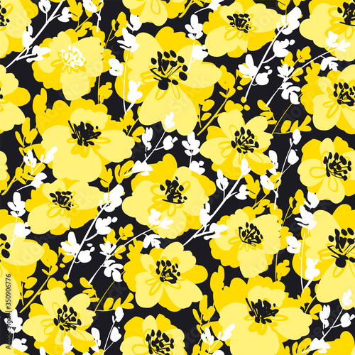 Black and yellow fun floral...