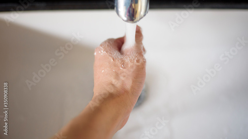 close up hand is washing