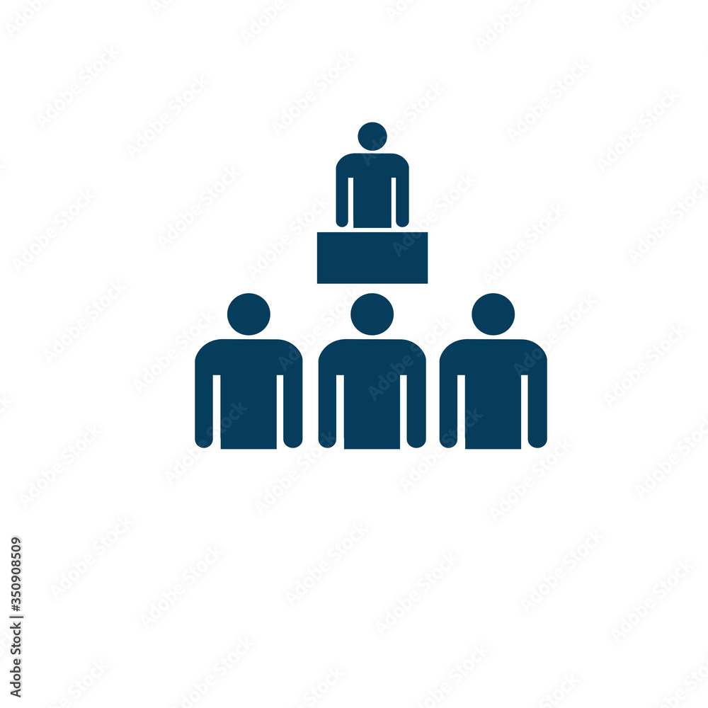 Icon: The lecturer speaks to people. Conference. Vector flat illustration Icon: The lecturer speaks to people. Conference. Vector flat illustration