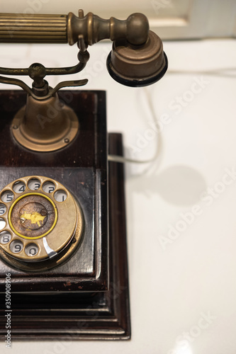 Vintage Telephone Antique Phone Retro Gold Rotary Dial Landline Office Hotel.