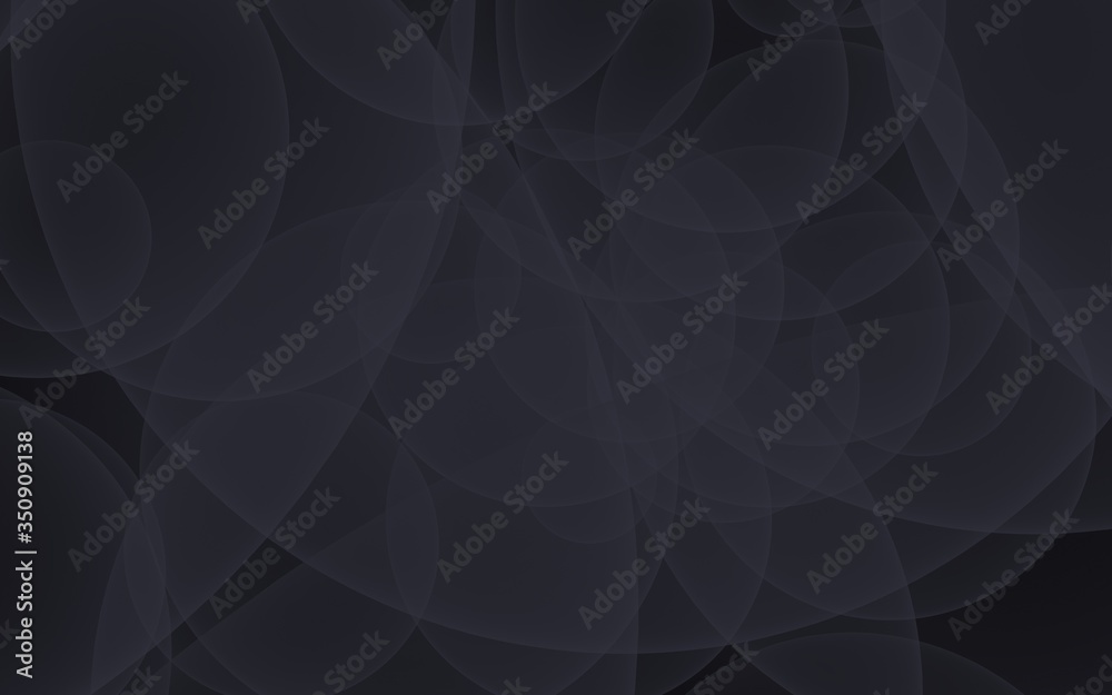 Obraz premium Abstract black background. Backdrop with dark transparent bubbles. 3D illustration