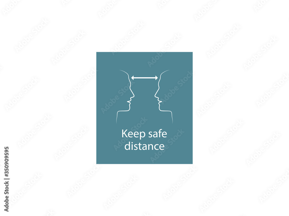 Keep safe distance icon. Vector illustration, flat design.