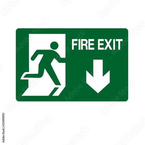 Fire Exit Emergency Green Symbol Sign, Vector Illustration, Isolate On White Background Label. EPS10.