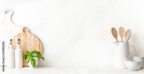 Culinary utensils background with blank space for a text