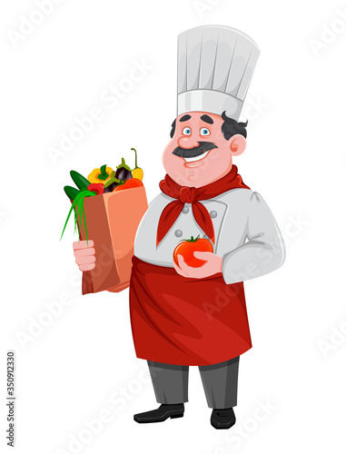 Handsome chef cartoon character. Cheerful cook