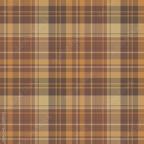Seamless pattern in brown and beige colors for plaid, fabric, textile, clothes, tablecloth and other things. Vector image.