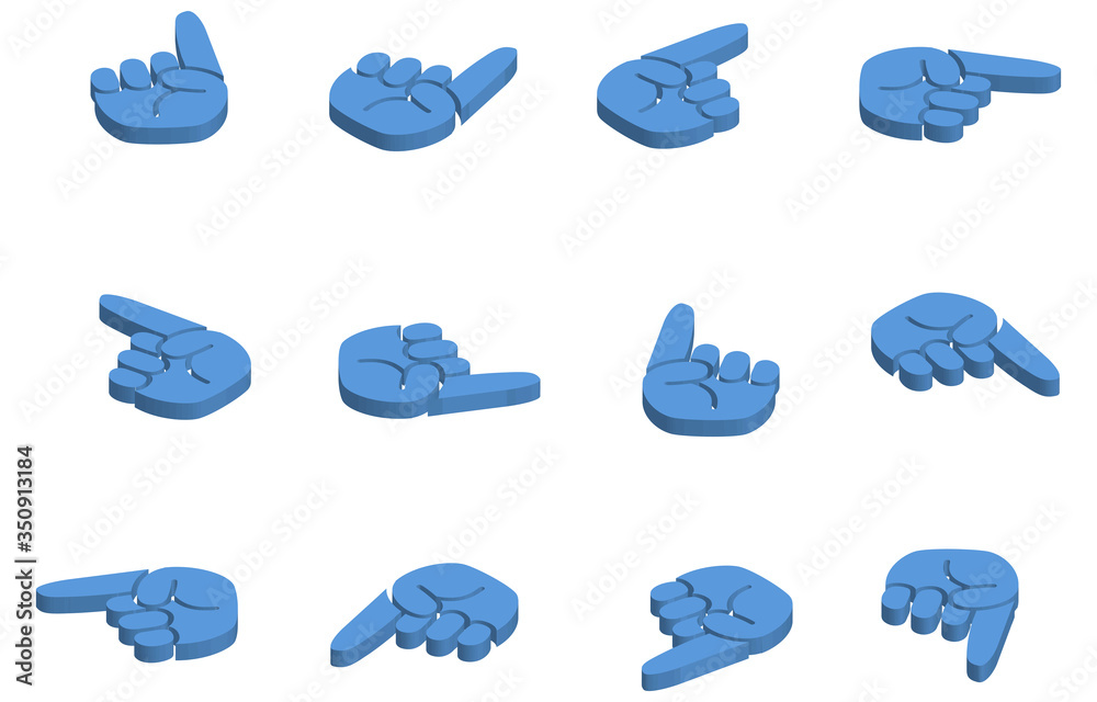 アイソメトリックスの青い指さしアイコンセット Stock Vector Adobe Stock