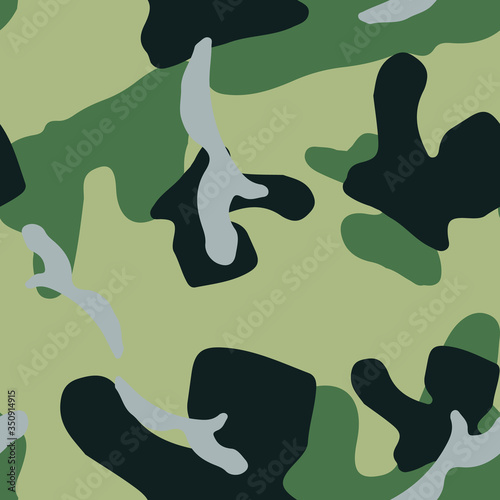 Forest camouflage of various shades of green and grey colors