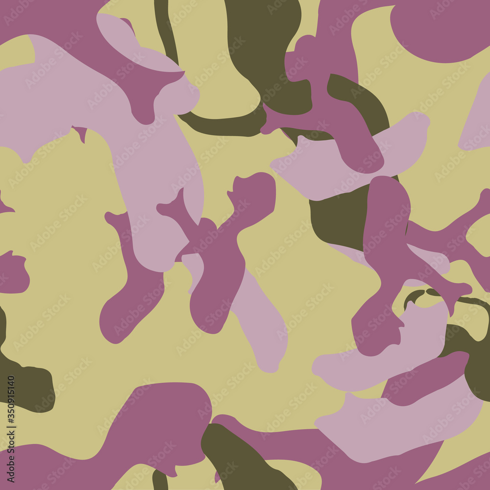 UFO camouflage of various shades of green, pink and violet colors