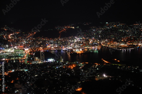 night view of Nagasaki in Japan