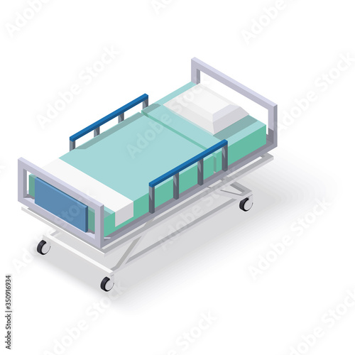 Vector isometric hospital bed. Medical equipment icon.