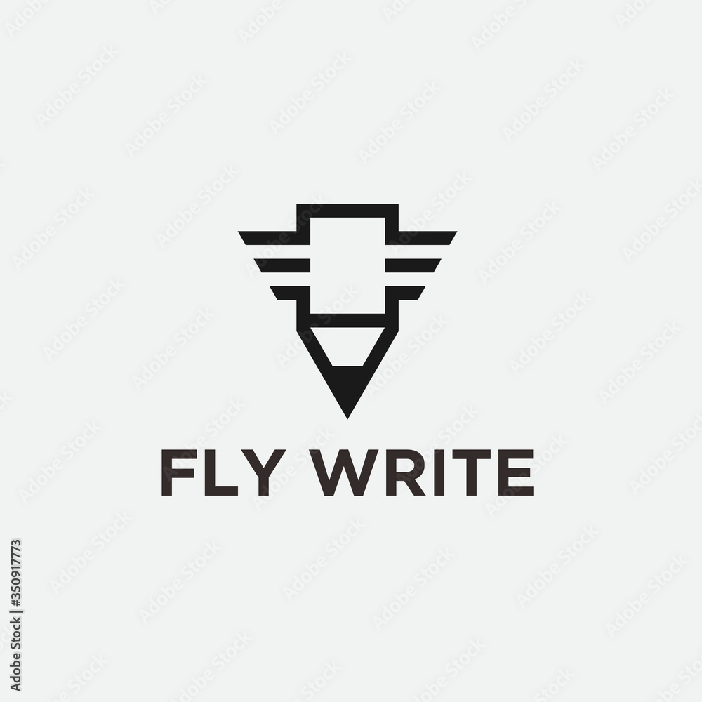 Obraz premium fly writing logo. pen icon