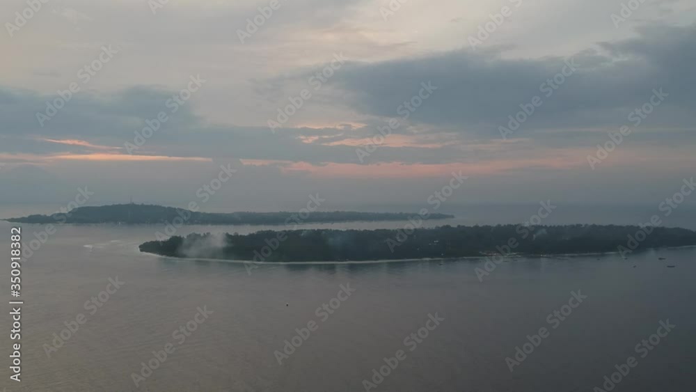drone departure by gili meno trawangan in cloudy evening weather drone departure by gili meno trawangan in cloudy evening weather