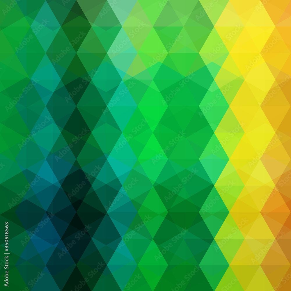 Obraz premium Triangle vector background. Can be used in cover design, book design, website background. Vector illustration. Green, yellow colors.