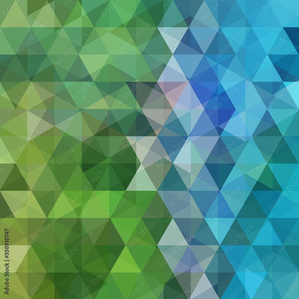 Obraz premium Abstract vector background with green, blue triangles. Geometric vector illustration. Creative design template.
