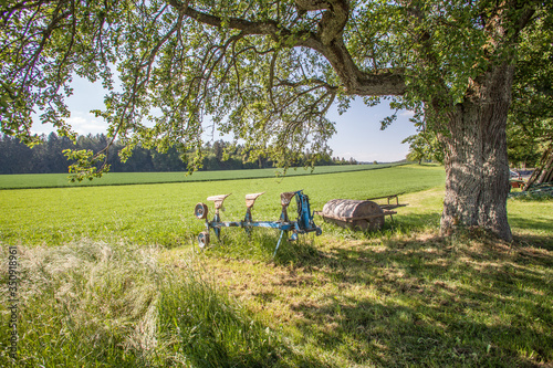 plow and fields in germany